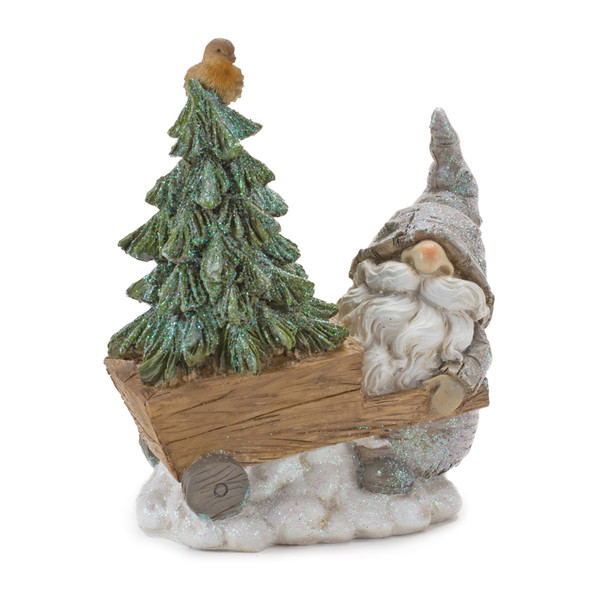 Pine Tree Trunk Gnome with Woodland Animals (Set of 2) - 86838