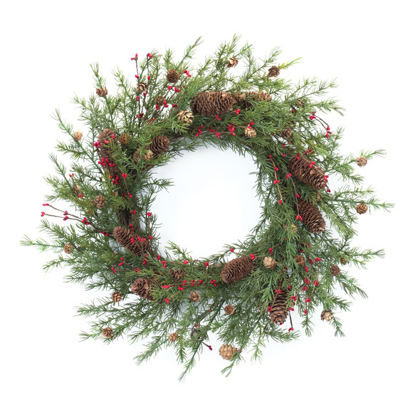 Pine Cone Berry Wreath 26"D - 87215
