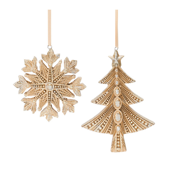 Glittered Pine Tree and Snowflake Ornament (Set of 12) - 87320