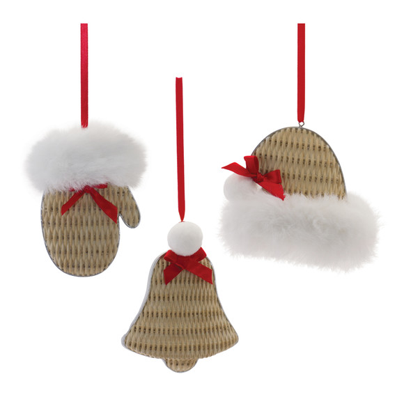 Cozy Mitten Hat and Bell Ornament (Set of 12) - 87636