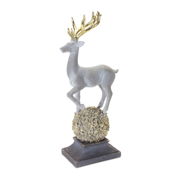 Winter Deer Figurine on Orb 14"H - 87657