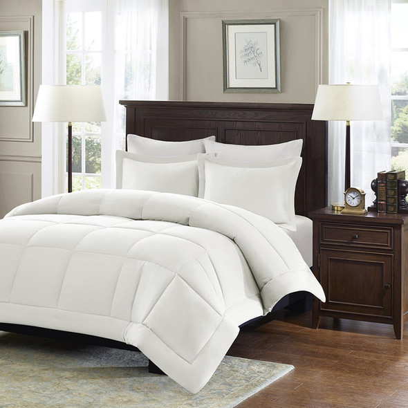 Ivory Microcell Down Alternative Comforter and Pillow Shams (Sarasota-Ivory)