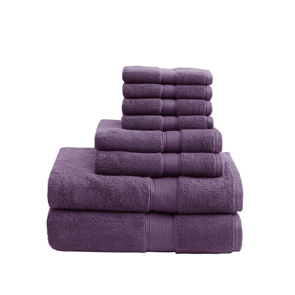 8pc Purple 800GSM Long Staple Cotton Bath Towel Set (800GSM-Purple)