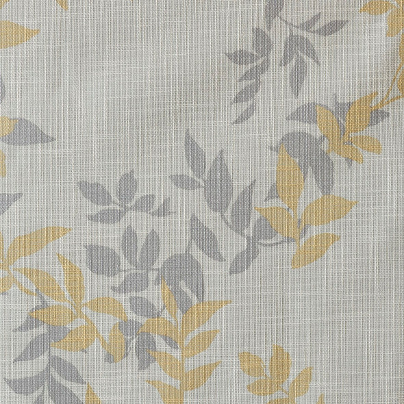  Yellow & Grey Botanical Floral BLACKOUT Grommet Top Curtain Panel (Julie-Yellow-Panel)