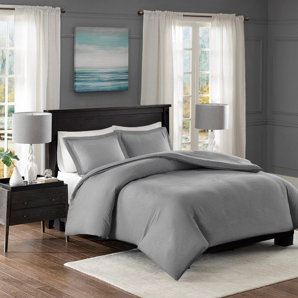 Grey Heather Weave Microfiber Duvet Cover AND Shams (Clay Yarn-Dyed-Grey-Duv) Grey Heather Weave Microfiber Duvet Cover AND Shams (Clay Yarn-Dyed-Grey-Duv)