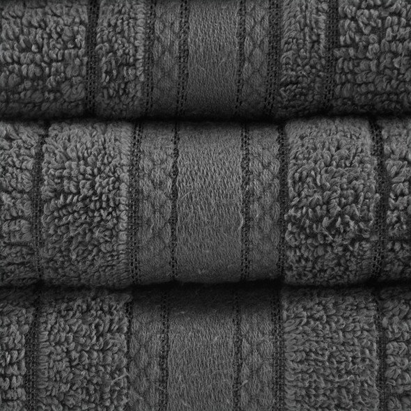 6pc Super Soft Dark Grey Cotton Bath Towel Set (Adrien-Dark Grey-Towel)