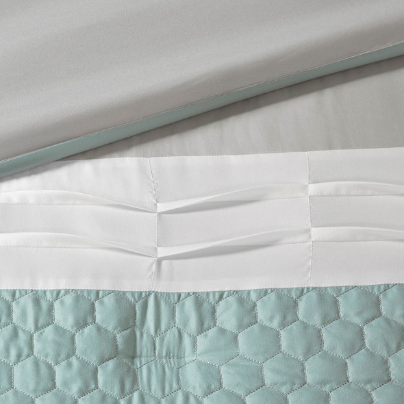 8pc Seafoam Grey & White Textured Comforter Set AND Decorative Pillows (Tinsley-Seafoam/Grey)