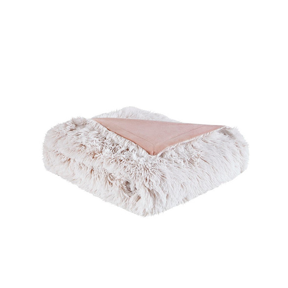  Blush Pink Shaggy Faux Fur Throw Blanket 50X60" (086569138071) 