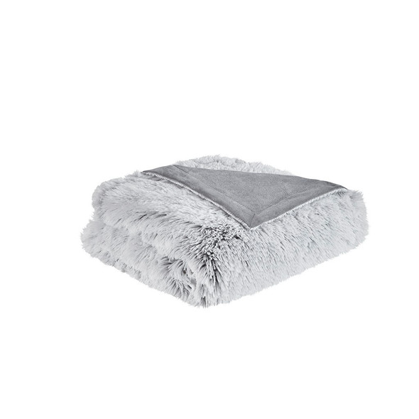 Grey Shaggy Faux Fur Soft Throw 50X60" (086569138064) 
