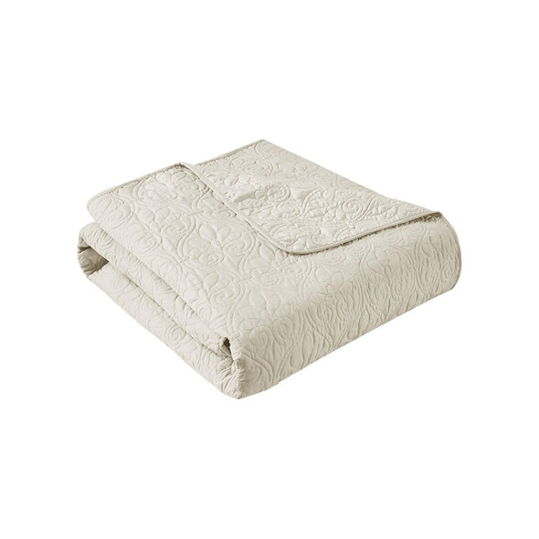 Ivory Oversized Quilted Throw Blanket