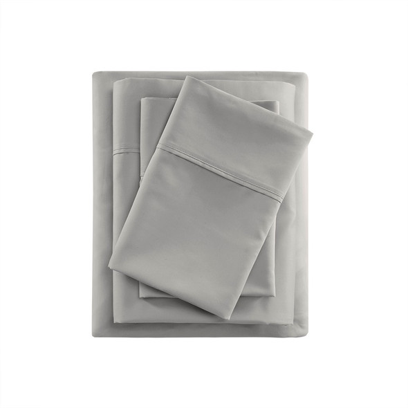 4pc Grey 400TC Wrinkle Resistant Cotton Sateen Sheet Set - KING (086569216878)