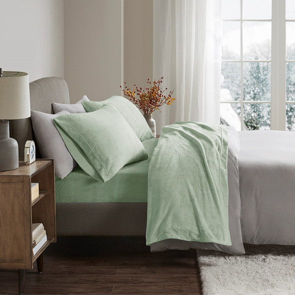 3pc TWIN Green Soloft Plush Sheet Set (675716225865)