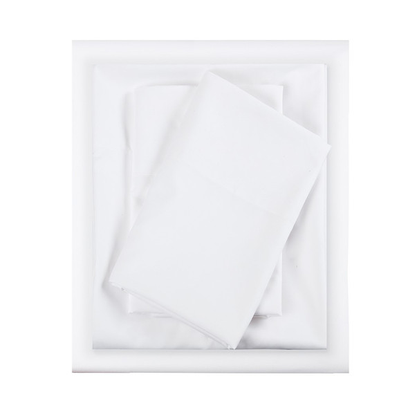  4pc FULL White Microfiber All Season Wrinkle-Free Sheet Set (675716526214)