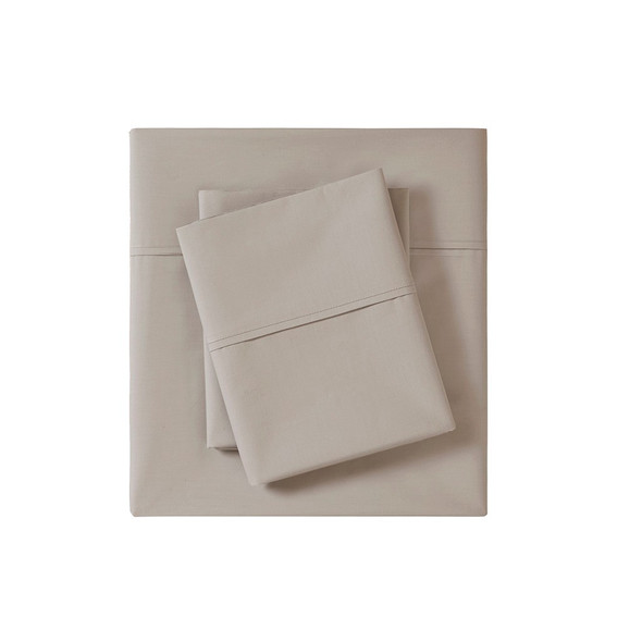 Khaki Brown Year Round Cotton Percale Sheet Set (Peached Percale-Khaki)
