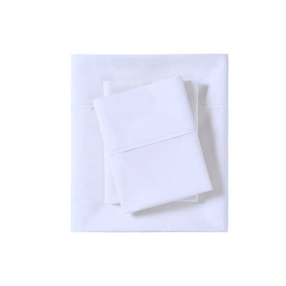 Solid White Year Round Cotton Percale Sheet Set (Peached Percale-White)