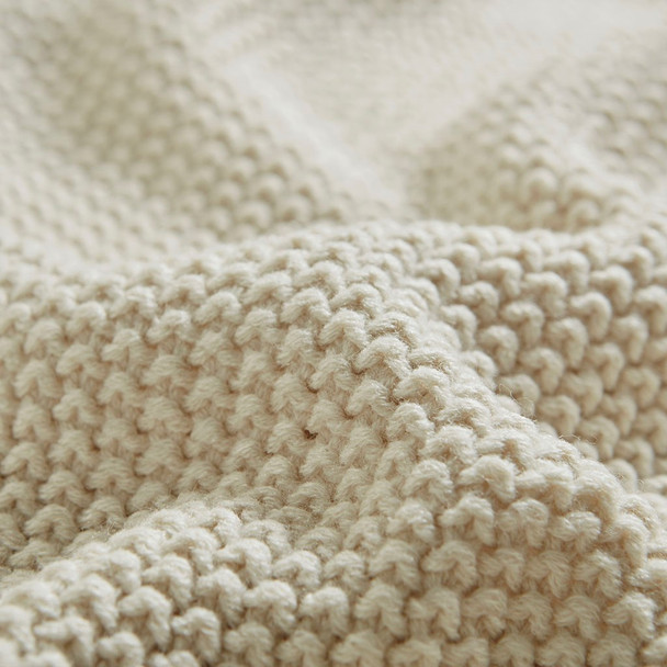 Ivory Classic Knitted Year Round Blanket (Bree-Ivory-Blanket)