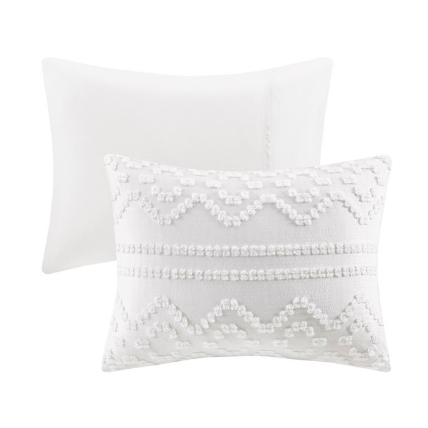 Ivory Jacquard Textured Comforter Set AND Decorative Pillow (Annie-Ivory)