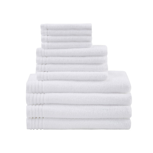 White 12pc Cotton Bath Towel Set