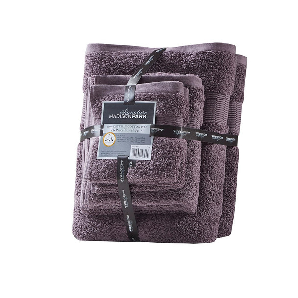 6pc Purple Egyptian Cotton Bathroom Towel Set - 650GSM - OEKO-TEX Certified