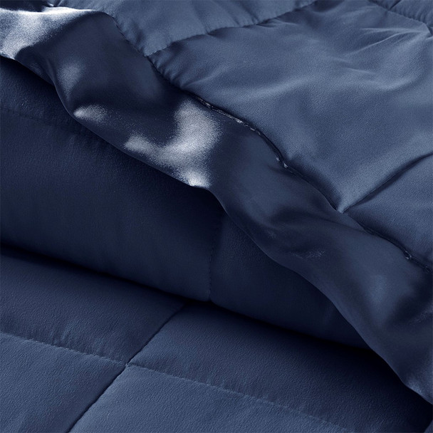 Year Round Navy Blue Microfiber Down Alternative Blanket w/3M Scotchgard (Windom-Navy)