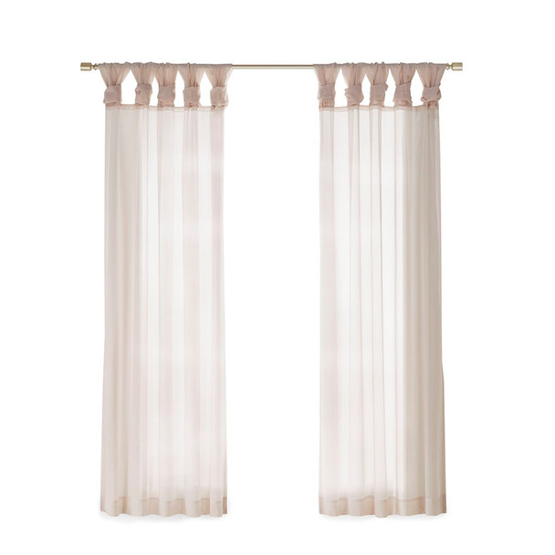 Set of 2 Blush Pink Sheer Twist Tab Window Curtain Panels (Ceres-Blush-window)