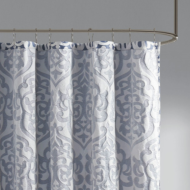 Odette Navy Jacquard Shower Curtain (Odette Navy-Shower)