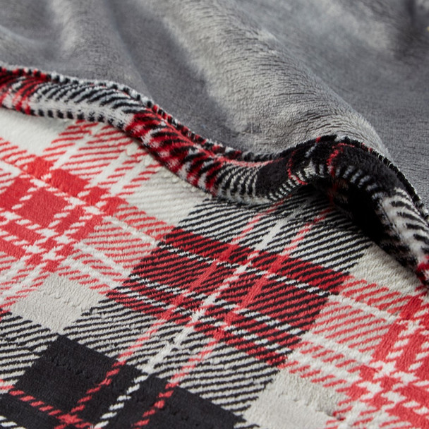 Oversized Black & Red HEATED Plaid Throw Blanket - 60x70" (Jacob Heated-Red-throw)
