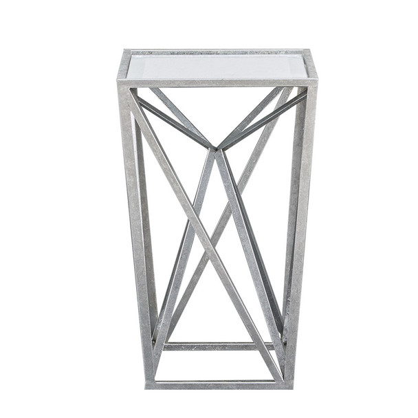 Zee Angular Mirror Silver Accent Table (Zee Angular Mirror Silver-Accent Table)