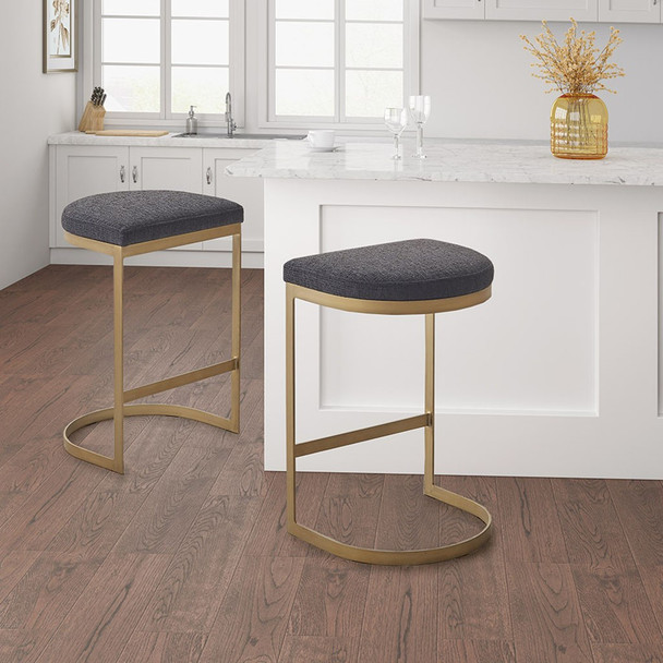 Maison Charcoal/Antique Gold Counter Stool (Maison Charcoal/Antique Gold-Counter Stool )