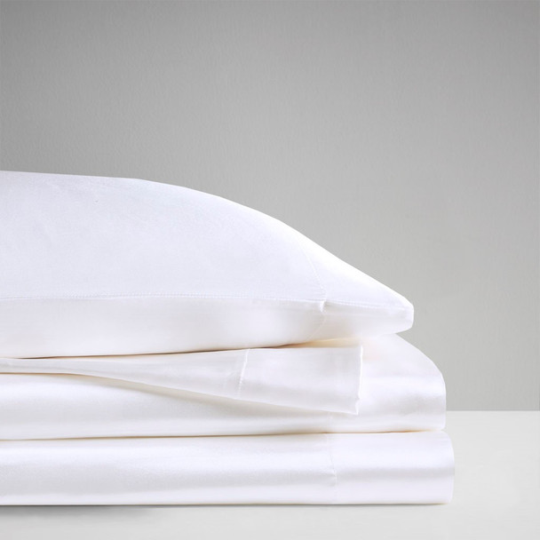 6pc White Satin Wrinkle-Free Luxurious Sheet Set - FULL (086569400567)