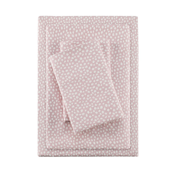 Blush Dots Printed 100% Cotton Flannel Sheet Set - KING (086569225481