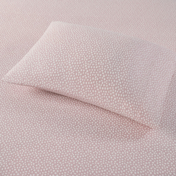 Blush Dots Printed 100% Cotton Flannel Sheet Set - KING (086569225481)