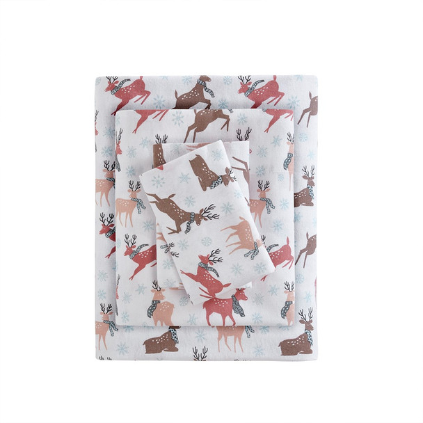  Reindeer 100% Cotton Flannel Printed Sheet Set - KING (086569225498)