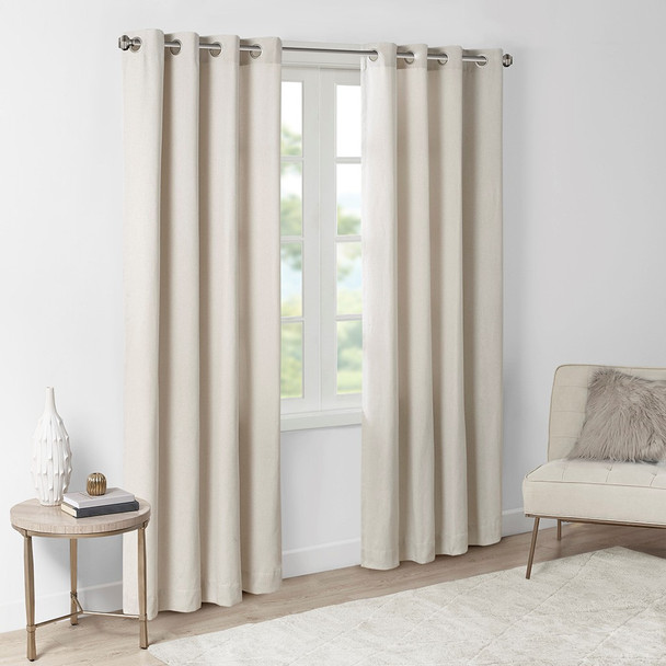  Soft Natural Brown Solid Grommet Top Window Curtain Panel (Englewood-Natural-Panel)