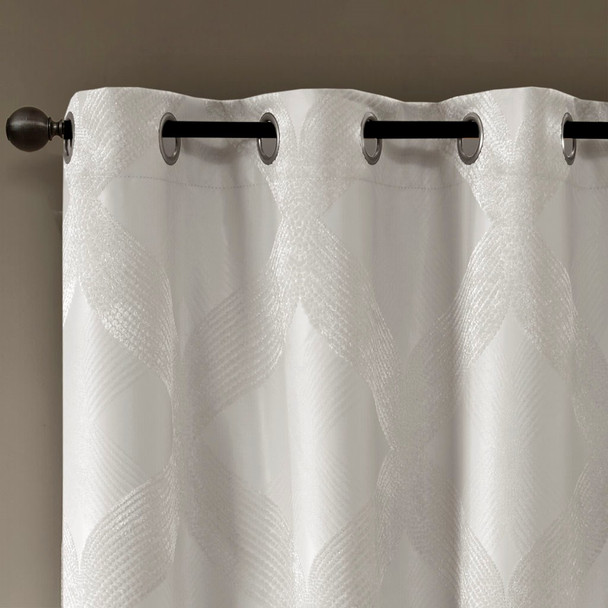 Ivory Ogee Design Knitted Jacquard Total Blackout Panel (Bentley Ogee-Ivory-window)