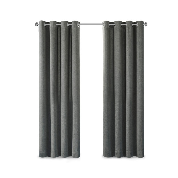 Charcoal Grey Solid Grommet Top Window Curtain Panel (Englewood-Charcoal-Panel)