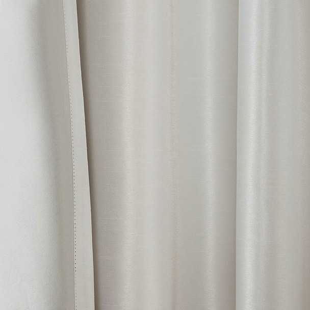  White Faux Silk DIY Twisted Tab Top Blackout Window Curtain Panel (Emilia-White-Panel)