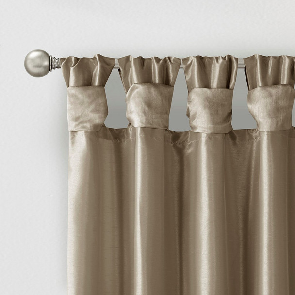 Pewter Faux Silk DIY Twisted Tab Top Window Curtain Panel (Emilia-Pewter-Curtain)