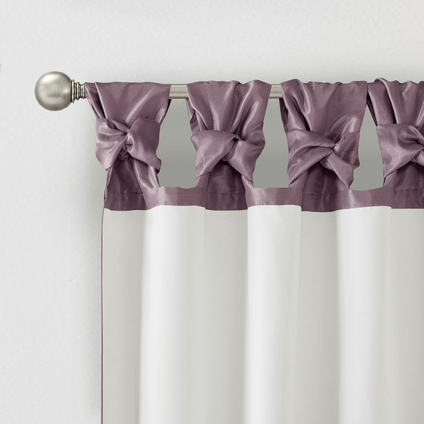 Jewel Purple Faux Silk DIY Twisted Tab Top Window Curtain Panel (Emilia-Purple-Curtain)