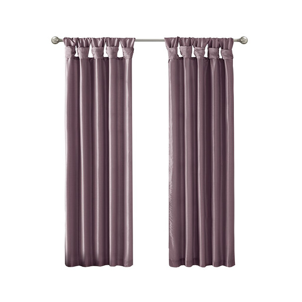 Jewel Purple Faux Silk DIY Twisted Tab Top Window Curtain Panel (Emilia-Purple-Curtain)