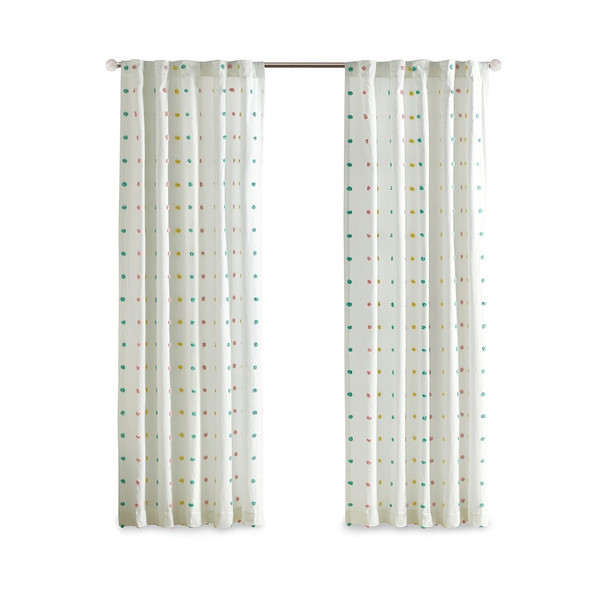 Multi-Color Pom Pom Cotton Jacquard Window Curtain Panel - 84" (Callie-Multi-Panel)