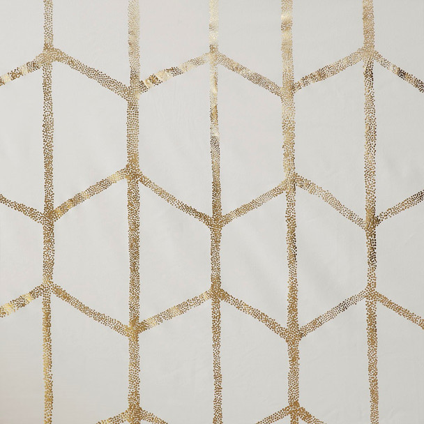 Ivory & Gold Geometric Metallic Silver BLACKOUT Window Panel (Raina-Ivory/Gold-window)