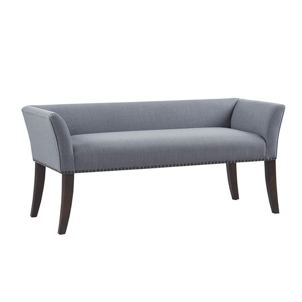 Slate Blue/Grey Upholstered Accent Bench w/Low Back & Flared Arms (Welburn-Slate Blue-Benches)