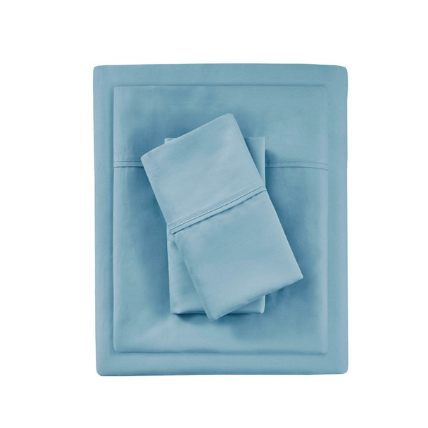 4pc Blue 700 Thread Count Anti-Microbial Tri-Blend Sateen Weave Sheet Set (700TC TriBlend-Blue-Sheets)