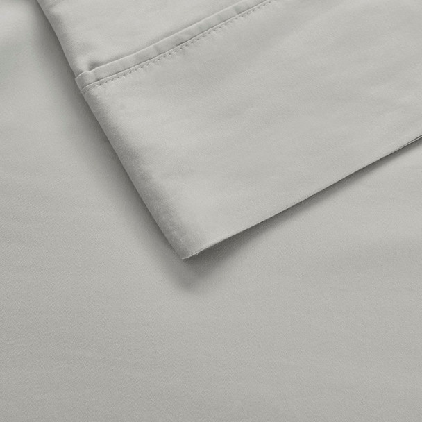 4pc Light Grey 700 Thread Count Anti-Microbial Tri-Blend Sateen Weave Sheet Set (700TC TriBlend-Light Grey-Sheets)