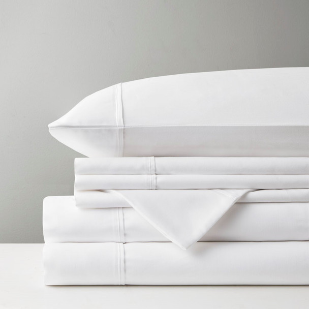 7pc White 800TC Cotton Rich Sateen Sheet Set - SPLIT KING (086569349101)