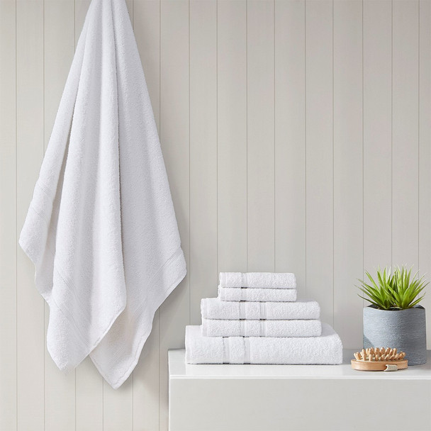 6pc White 100% Turkish Cotton 6 Piece Towel Set