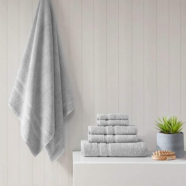 6pc Grey Color 100% Turkish Cotton 6 Piece Towel Set 