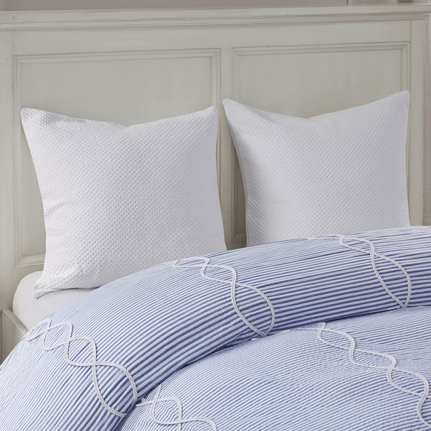 8pc Blue & White Coastal Comforter Set AND Decorative Pillows (Coastal Farmhouse-Blue-Comf)