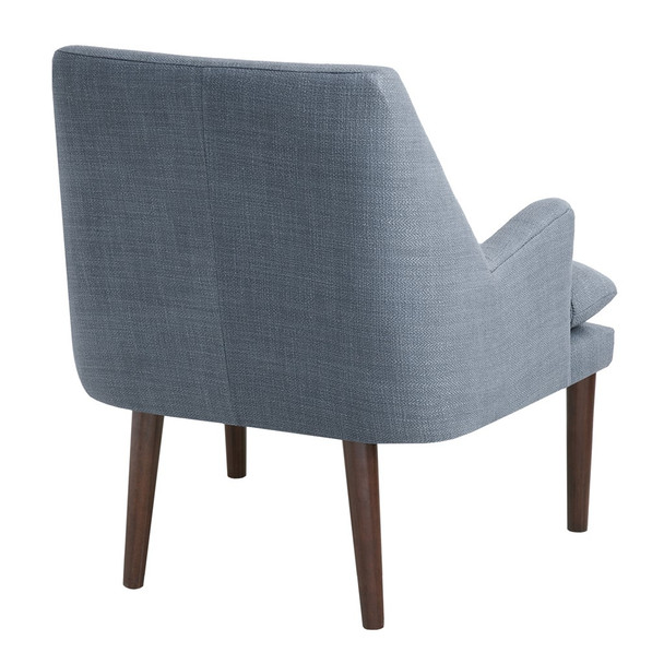 Blue Mid-Century Accent Chair Solid Wood Frame (Taylor-Blue-Chair)